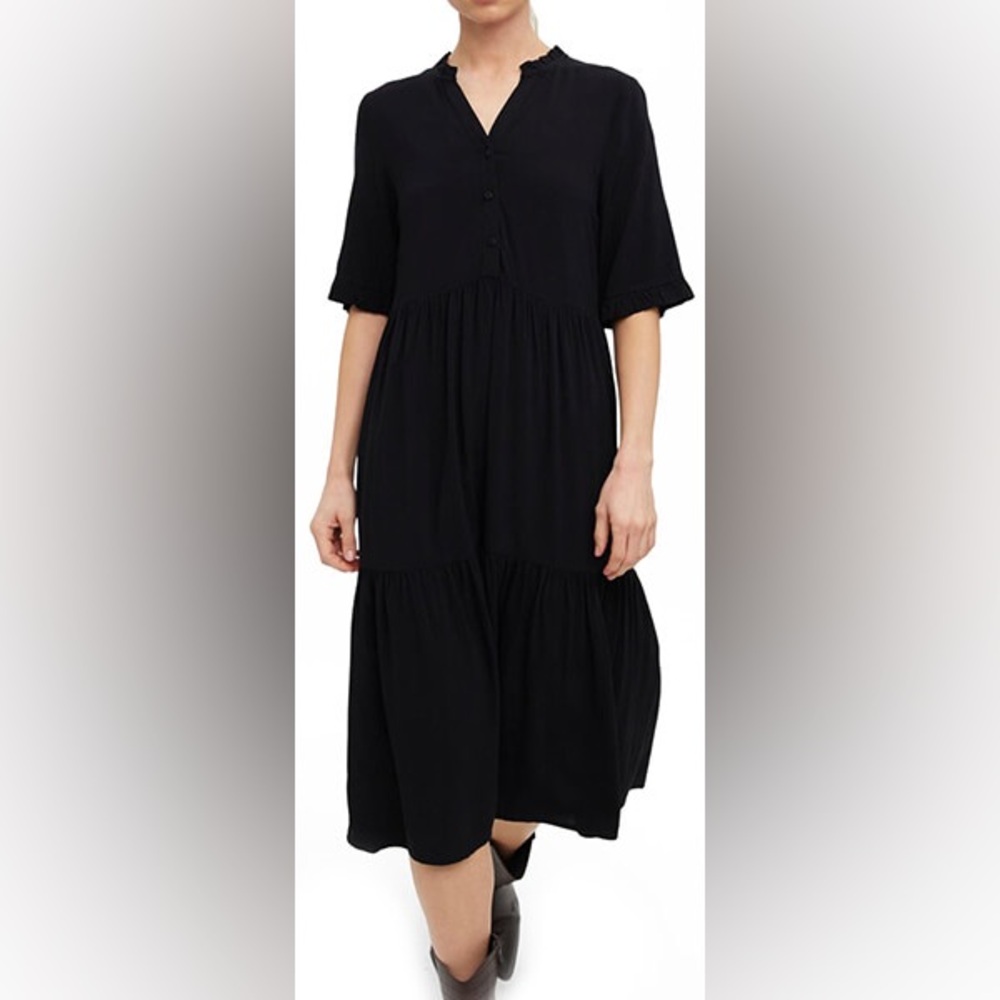 CLAUDIA COLLEZIONI | Made in Italy Blue Cotton Tiered Midi Dress